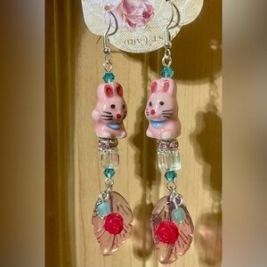 Pink Bunny Dangle Earrings